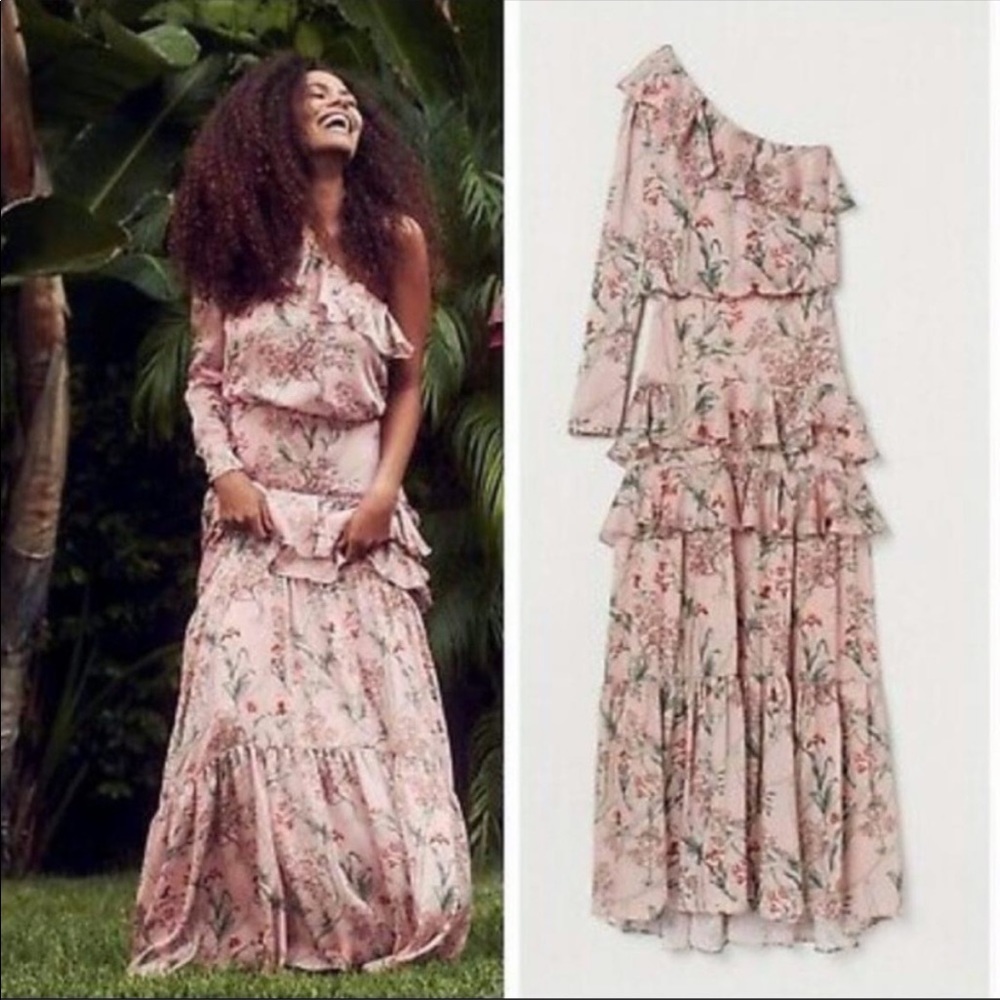 H&M Johanna Ortiz one shoulder pink dress